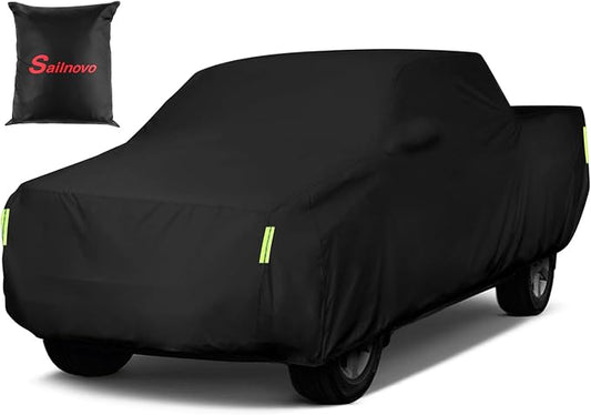 Sailnovo Pickup Truck Car Cover Waterproof All Weather, 7 Layers Heavy Duty Outdoor Full Car Cover, Snowproof Rainproof Windproof Sun UV Protection (PE+Cotton, L Fit Length 228", Max Cab Length 144")