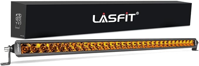 LASFIT LED Light Bar 52 Inch Amber 3000K Slim Single Row Spot Flood Combo | IP67 Waterproof Overhead Off Road LED Bar Roof Mount for Tacoma 4Runner Silverado F150 Wrangler