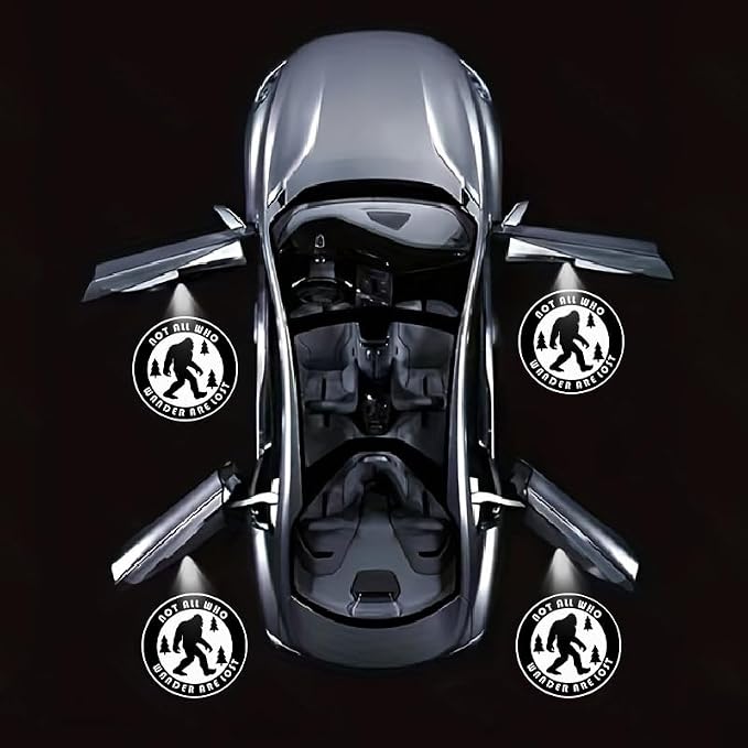 4PCS Car Door Lights,Bigfoot Door Lights Logo Projector LED Shadow Welcome Lamp,Big Foot Sasquatch Car Accessories Bigfoot Gifts for Men Women,Suitable for All Vehicles Motorcycle Bike