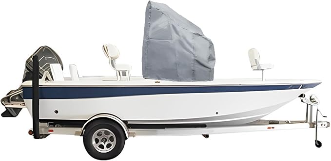 WFLNHB Boat Center Console Cover Heavy Duty 600D Replacement for Carolina Skiff Boston Whaler Excel Bay Pro Wellcraft-Grey