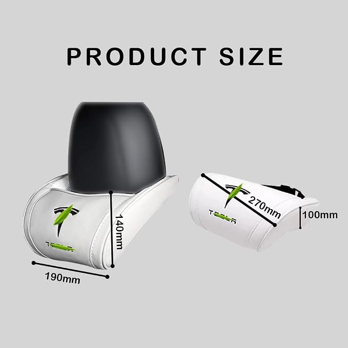 Car Headrest Neck Pillow Support Ergonomic, with Valve Stem Covers Accessory for Driving Seat Fatigue Relief Compatible with Model S X 3 Y & Cybertruck - 1 Piece