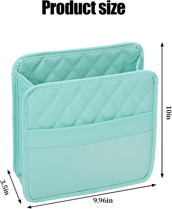 Car Seat Back Organizer, Leather Multipurpose Automotive Hanging Storage Bag Pockets, Vehicle Interior Backseat Trash Bag Can Organizer Accessories, Universal for Most Cars (Green)