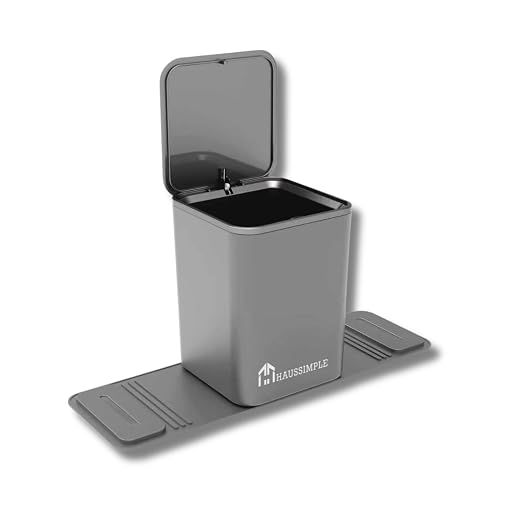 Car Trash Can for Vehicles Leakproof Compact Garbage Bin w/Stability Flap, Anti-Slip Base, Portable Trash Holder for Cars, Trucks, SUVs, Minivans (Gray with Lid, Medium)