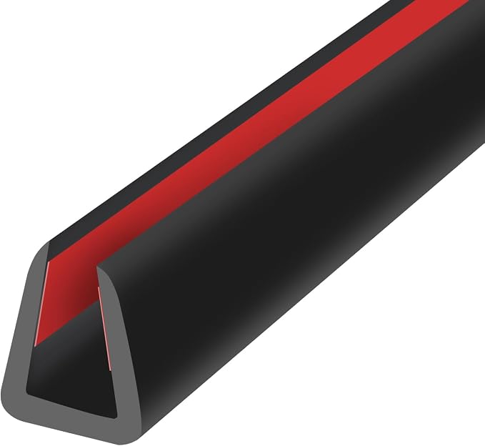 Rubber Edge Trim, Flexible Baby Proof Edge Protector, 1/4"(6mm) U Channel Edge Trim, Self-Adhesive Edge Guards for Plywood, Glass, Flexi-Glass, 10Ft, Black Color