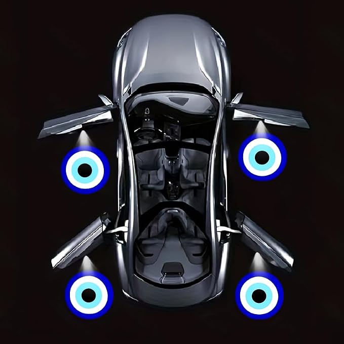2PCS Car Door Lights,Evil Eye Door Lights Logo Projector LED Shadow Welcome Lamp,Blue Eyes Car Accessories Evil Eye Gifts for Women Men,Suitable for All Vehicles Motorcycle Bike