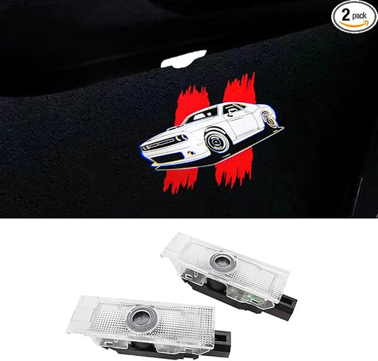 2 PCS Non-Fading LED Door Logo Lights Projector Compatible for Challenger 2015-present HD Ghost Shadow Light Puddle Lights Courtesy Step Lamps Kit Car Accessories (Whole car, Challenger)