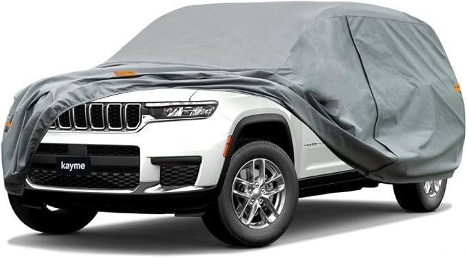 Kayme Heavy Duty SUV Car Cover Custom Fit Jeep Grand Cherokee L LWB Waterproof All Weather for Automobiles, Full Exterior Covers Sun Rain UV Protection.（Deliver About 3-10 Days）