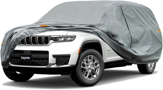 Kayme Heavy Duty SUV Car Cover Custom Fit Jeep Grand Cherokee L LWB Waterproof All Weather for Automobiles, Full Exterior Covers Sun Rain UV Protection.（Deliver About 3-10 Days）
