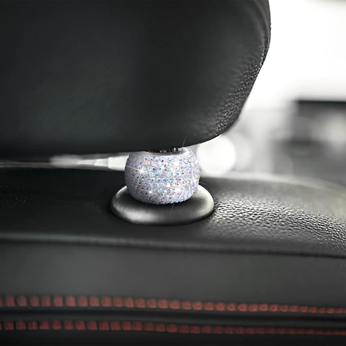 BELOMI 4 Pack Car Headrest Collars, Bling Car Head Rest Collars Rings Decor, Rhinestone Car Head Rest Collars, Diamond Interior Car Seat Accessory (Multicolour)