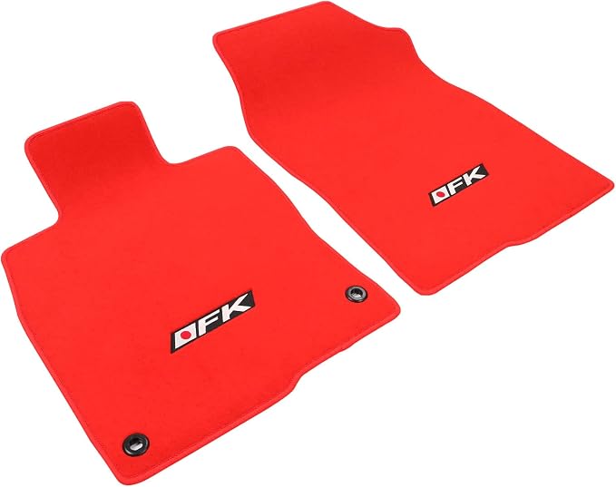Fit 2016-2021 Honda Civic Floor Mats OEM Fitment Style Red with FK Logo | IKON MOTORSPORTS, Front & Rear Floor Mats Carpet With FK Logo 4PCS, 2017 2018 2019 2020