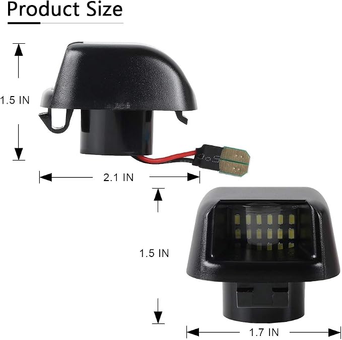 Gempro License Plate Light, 2Pcs LED License Plate Tag Lamp Assembly Replacement Compatbile for Nissan Frontier Titan Xterra Armada Suzuki Equatorx, Powered by 18SMD Xenon White LED Lights (black)