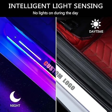 2 Pcs Led Door Sills for Car Magnetic, Custom Logo or Text, Auto-Sensing Welcome Lights, Applicable 99% of Models, 7 Colors, 28 Dynamic Modes, Led Car Door Lights No Installation Required