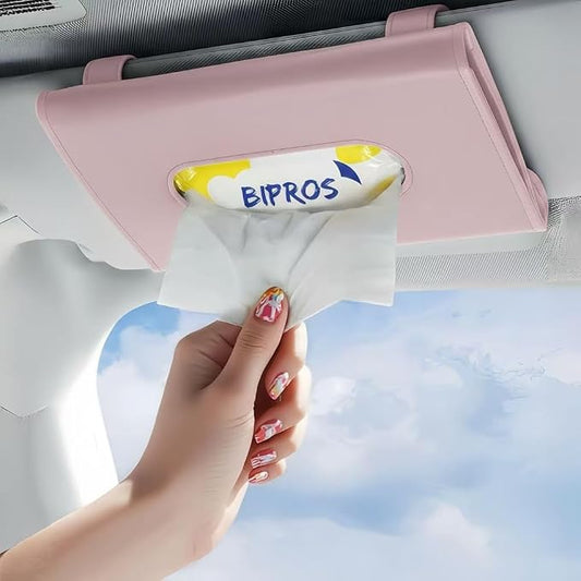 Car Tissue Holder for Visor with Lotion Facial Tissues Pink | for Allergy Season & Sensitive Skin,Slim Visor Tissue Holder,Easy-Access Car Napkin Holder for Parents,Commuters & Road Trips