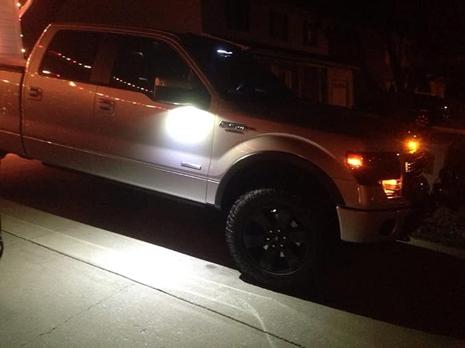iJDMTOY White LED Under Side Mirror Puddle Lights Compatible With Ford F150 Raptor Edge Explorer Flex, Lincoln Navigator Mark LT MKX etc. (Powered by 18 pcs White SMD LED Lights)