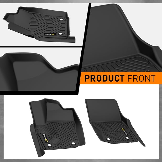 G-PLUS Floor Mats Fit Toyota Tacoma 2024-2025 Double Cab(Not for Hybrid) | Fit Automatic Transmission,All Weather Protection,Non-Slip,Custom Fit Floor Liners,TPE Full Coverage,1st & 2nd Row,Black