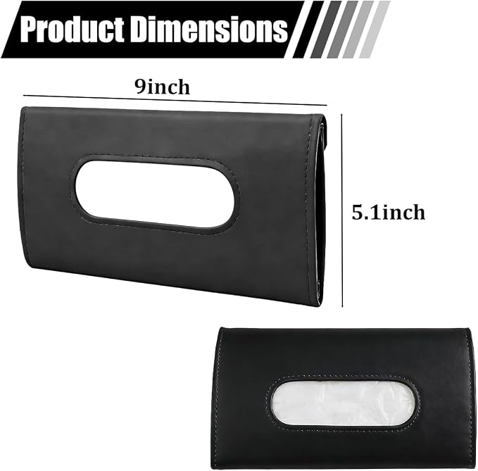 Car Visor Tissue Holder, Vehicle Sun Visor Backseat Napkin Case Mount with Tissues Refill, Automotive Interior Disposable Masks Holder, Universal for SUV Automobile Truck (Black)