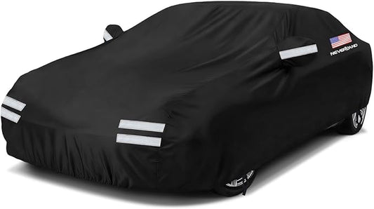 Sedan Car Cover Waterproof Heavy Duty All Weather Protection Dustproof, Snowproof, UV Protection Outdoor Full Car Covers for Automobiles Universal Fit Sedan, Car Cover Size 183''L x 70''W x 59''H