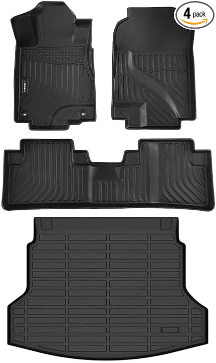 ANBINGO® Floor Mats & Cargo Liner for 2012-2016 Honda CR-V, (LX & SE & EX & No Passenger seat subwoofer) (Not fit Touring) Waterproof Car Mat All Weather Guard TPE Liners, CRV Full Set - Black