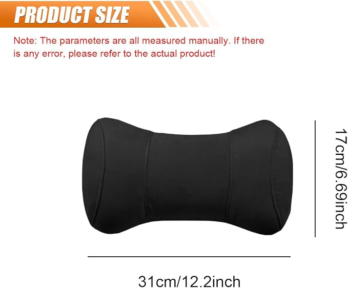 Car Headrest Pillow for Driving - Memory Foam Soft Automotive Neck Support Pillow Cushion with Adjustable Strap - Comfortable Car Seat Headrest Pillow for Neck Pain Pressure Relief (Black)