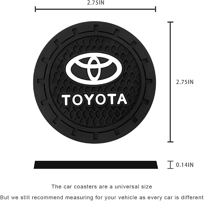 Car Cup Holder Coaster for Toyota Recessed Silicone Cupholder Coaster Interior Accessories 2.75in 2Pieces Black