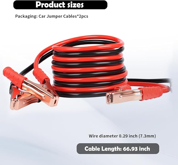 67" 150A Car Jumper Cables Heavy Duty,Automotive Battery Jumper Cables with Anti-Slip Alligator Clips,Essential Jumpers Cable Kit as Emergency Roadside Assistance Tool