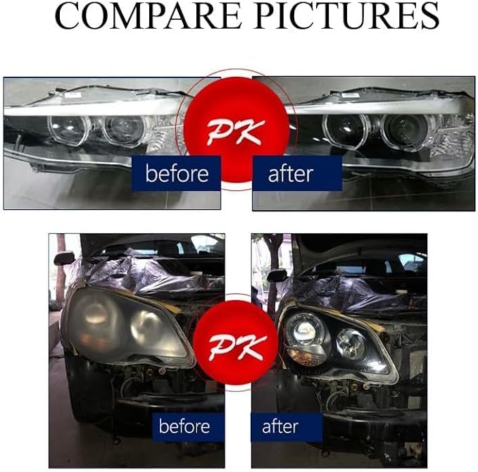 Headlight Restoration Kit, Restauration de Phares avec 100ML Liquide Réparation, Kit de Réparation de Phare Pour Jauni/Flou, Kit Polissage Phare Voiture