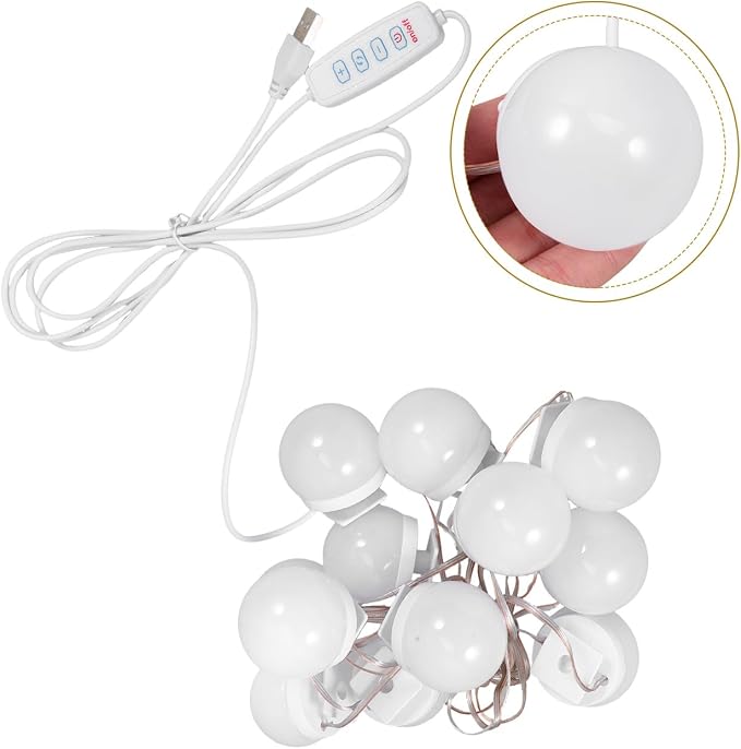 12Pcs Led Makeup Mirror Bulbs USB Vanity Lights Brightness Adjustable Soft White Light for Bathroom Dressing Table