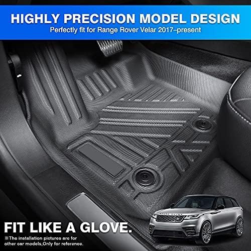 T TGBROS Floor Mats for Land Rover Range Rover Velar/Jaguar F-Pace 2017-2025 2026 All Weather Protection TPE 2 Rows Floor Liners Custom Fit for Range Rover Velar Accessories Car Mats Non-Slip Black