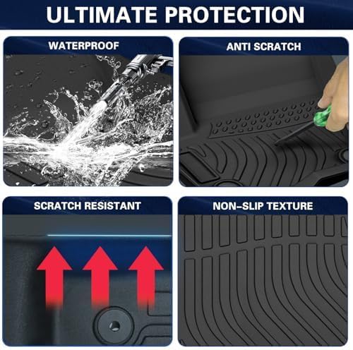 Custom Floor Mats for Hyundai Sonata 2015-2019,All-Weather TPE Rubber Floor, Odorless Anti-Slip,1st & 2nd Row, Black