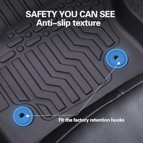 Custom Floor Mats for Hyundai Sonata 2015-2019,All-Weather TPE Rubber Floor, Odorless Anti-Slip,1st & 2nd Row, Black