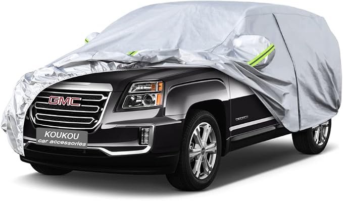 Koukou 6 Layers Car Cover Custom Fit GMC Terrain from 2010 to 2025, Waterproof Car Cover All Weather for Automobiles Outdoor Indoor with Zipper Door, Sun Rain Dust Snow Protection.