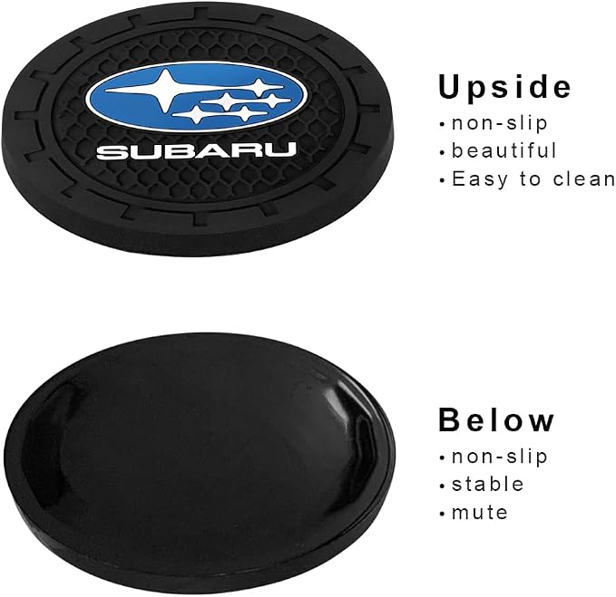Black Silicone Car Coasters for Subaru Series Non-Slip Car Cup Holder Coasters,Car Interior Accessory for Car Cup Holder 2Pcs 2.75 Inch