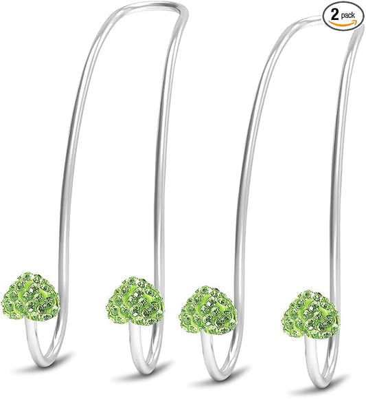 Guoord 【2026 Upgraded】 Auto Hooks Decorations, 2 Pcs Bling Heart-Shaped Purse Hook Hangers, Auto Hooks Car Hangers and Durable Backseat Holder, Storage Universal for SUV Truck Vehicle（Green）