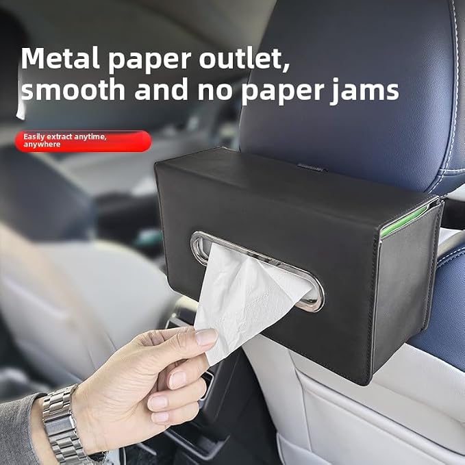 Car Tissue Holder - Backseat Napkin Tissue Organizer, Durable and Adjustable Car Tissue Box Organizer for Vehicles, Universal Fits for 100 120 150 Rectangular Tissue Box (Gray)