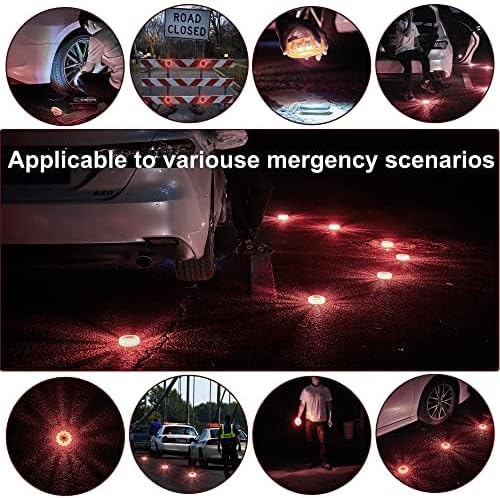 6 LED USB-C Rechargeable Road Flares Deluxe Kit High Visibility Emergency Beacon Lights with Escape Hammer and All Survival Gear