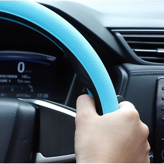 Universal Four Season Thin Silicone Steering Wheel Cover - Anti Slip Wear Resistant Comfortable for Car Black