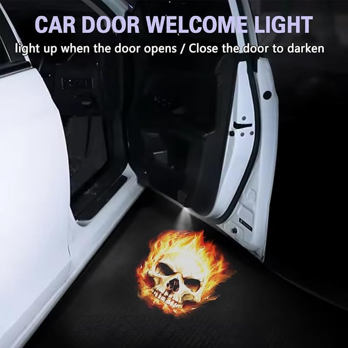 Zufoty 2PCS Car Door Light Projector, Wireless LED Car Door Paste Welcome Courtesy Light, LED Courtesy Ghost Shadow Welcome Lamp, Universal Car Accessories Fits Most Car SUV Truck