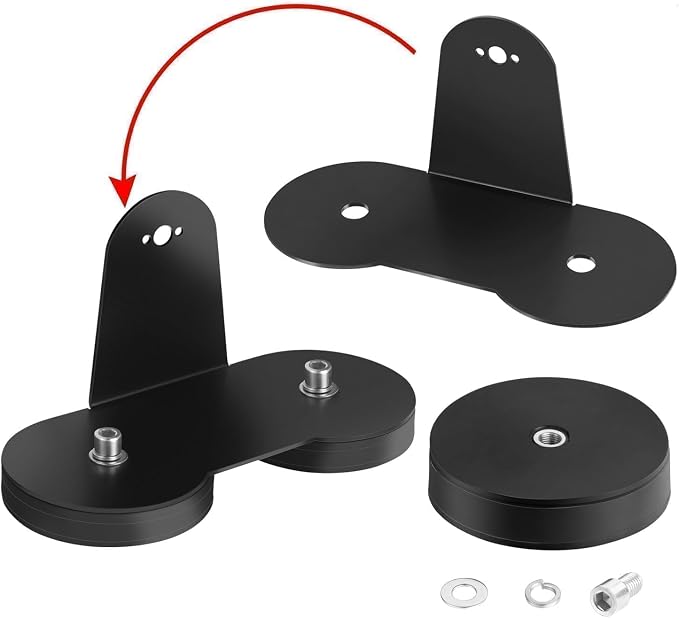 Magnetic Light Bar Mounting Brackets, AKD Part 2PCS Powerful LED Light Magnetic Base Sucker Holder Universal Side-Mounted Brackets Kit for Straight Curved Light Bar on Hood Roof