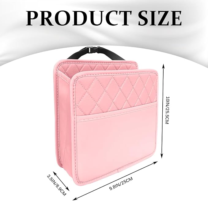 Car Seat Back Organizer, Car Organizers and Storage, PU Leather Vehicle Backseat Hanging Storage Pocket, Multipurpose Auto Organizer Hanging Universal for Most Vehicles (Pink without Pocket)