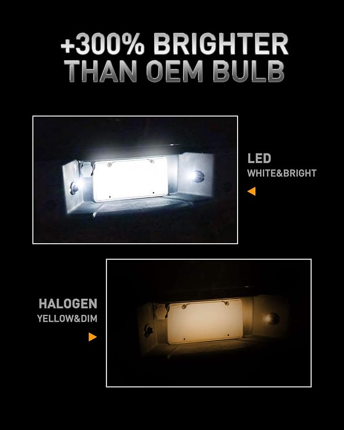 LESAUCE LED License Plate Light Tag Lamp Assembly Replacement For Ford F-150 F-250 F-350 F-450 F-550 Superduty Ranger Pickup Truck Explorer Bronco Excursion Expedition, DC12V 6000K White, Pack of 2