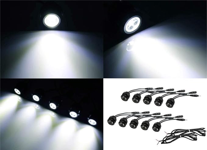 iJDMTOY 10pc Set Xeon White 30W High Power Flexible LED Lighting Kit Compatible With Car DRL/Driving Light or Undercar Puddle Ground Effect Lighting
