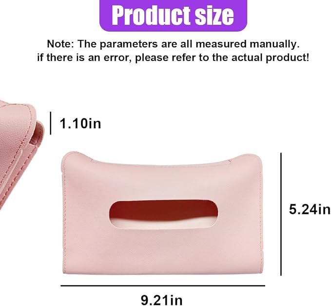 YoRise Car Sun Visor Tissue Holder, Soft Leather Automotive Hanging Napkin Storage Box, Rectangular Vehicle Interior Tissue Organizer Case for Car, SUV, Truck (Pink)