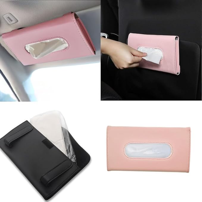 YVPSI Car Tissue Holder Sun Visor Napkin Holder with Tissue Car Mask Holder | PU Leather Tissue Box Tissue Box Holder Hanging Tissue Holder Mask Dispenser for car