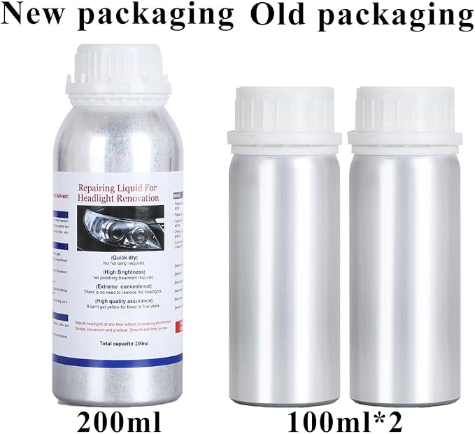 200ML Headlight Restoration Liquid,Automobile Headlight Lens Polish Repair Liquid, Car Headlight Scratch Restoring Fluid for Repair Headlight Yellowing, Haze, Scratches