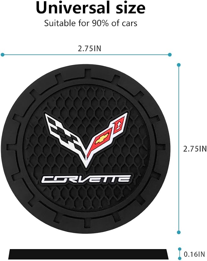 Car Cup Holder Coaster for Corvette C6 C7 C8 Cupholder Coaster Interior Accessories 2.75in 2Pieces Black