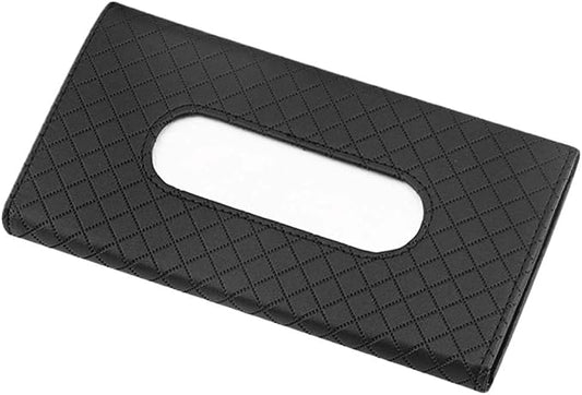 JOYCOURT Car Sun Visor Tissue Holder, Leather Tissue Holder for Car, Rectangle Napkin Holder for Car, Hanging Tissue Clip, Car Mask Holder, Sun Visor Accessory Universal for Most Vehicles (Black)