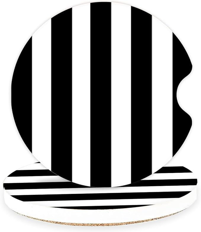 Ceramic Car Coasters – Absorbent Car Cup Holder Coaster Set for Women, Cute Aesthetic Car Accessories for Girls, 2 Pack (Warm Light Black)