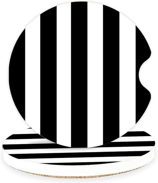 Ceramic Car Coasters – Absorbent Car Cup Holder Coaster Set for Women, Cute Aesthetic Car Accessories for Girls, 2 Pack (Warm Light Black)