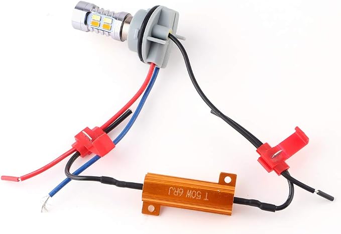 GLL 50W 6Ohm LED Load Resistors for 1157 BAY15D LED Turn Signal Lights (Fix Hyper Flash, Warning Cancellor) with 8pcs Quick Wire Clips, especially for 1157 White/Amber Switchback LEDs