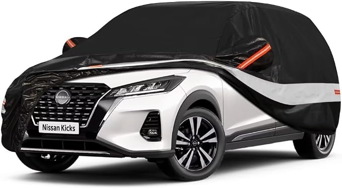 10 Layers SUV Car Cover Custom Fit for Nissan Kicks (2017-2026) Waterproof All Weather for Automobiles, Outdoor Full Cover Sun UV Rain Protection with Cotton.Black